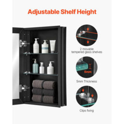 Vevor Medicine Cabinet, 14 X 24 Inches, Medicine Cabinet For Bathroom With Mirror, Aluminum Frame Bathroom Wall Cabinet - thumbnail 3