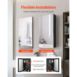 Vevor Medicine Cabinet, 14 X 24 Inches, Medicine Cabinet For Bathroom With Mirror, Aluminum Frame Bathroom Wall Cabinet - thumbnail 5