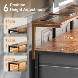Precision Synergie Computer Desk With 8 Fabric Drawers, 120X50Cm Home Office Desk With Led & Power Outlets, Brown - thumbnail 7