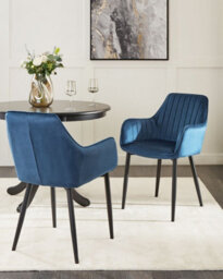Beliani Set Of 2 Dining Chairs Wellston Velvet Dark Blue - thumbnail 2