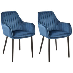 Beliani Set Of 2 Dining Chairs Wellston Velvet Dark Blue - thumbnail 1