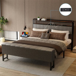 Grey Luxury Fabric Double Bed Frame 4Ft6 With Headboard - thumbnail 3