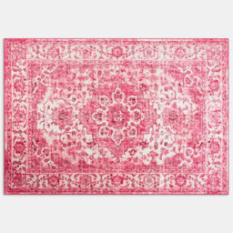 Ohs Vintage Print Washable Rug Non Slip Floor Carpet Mat Runners, Pink - 120 X 170Cm - thumbnail 3