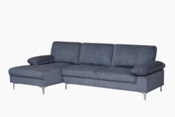 SquareBoxx Venossa L Shaped Corner Sofa With Chaise Lounge A 4 Seater Modern Jumbo Cord Sofa, Deep Seat Comfort, Plush Cushions & Chrome Legs
