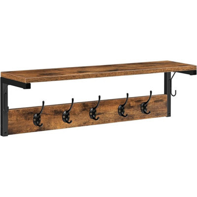 70Cm Wall Coat Rack Shelf 7 Hooks Hallway Hanger - image 1