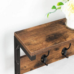 70Cm Wall Coat Rack Shelf 7 Hooks Hallway Hanger - thumbnail 4