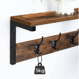 70Cm Wall Coat Rack Shelf 7 Hooks Hallway Hanger - thumbnail 3
