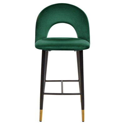 Wyld And Coco Emerald Green Velvet Bar Chairs Set Of 2 - Black Steel Legs With Gold Ends - image 1