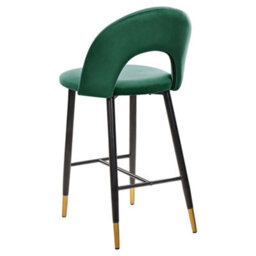 Wyld And Coco Emerald Green Velvet Bar Chairs Set Of 2 - Black Steel Legs With Gold Ends - thumbnail 5
