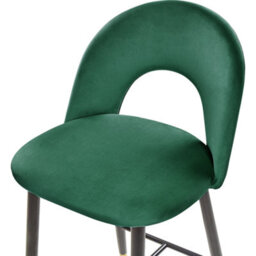 Wyld And Coco Emerald Green Velvet Bar Chairs Set Of 2 - Black Steel Legs With Gold Ends - thumbnail 6