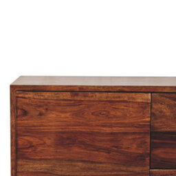 Wyld Haus Bologna Small Sheesham Wood Sideboard Chestnut Finish 3 Drawers 1 Door - thumbnail 5
