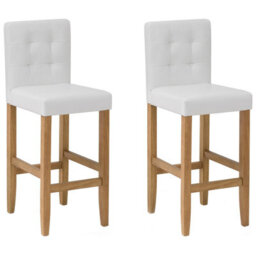 Beliani Set Of 2 Bar Chairs Madison Faux Leather Off-White - thumbnail 1