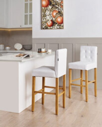 Beliani Set Of 2 Bar Chairs Madison Faux Leather Off-White - thumbnail 2