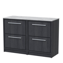 Hudson Reed Lille Floor Standing 4 Drawer Countertop Vanity & Marble Worktop, Graphite Woodgrain, 1210 X 460 mm - thumbnail 2