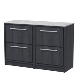 Hudson Reed Lille Floor Standing 4 Drawer Countertop Vanity & Marble Worktop, Graphite Woodgrain, 1210 X 460 mm