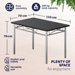Casaria Dining Table Chairs Set 4 Space Saving Compact Black & Silver - thumbnail 2