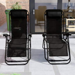 Lassic Garden Vida Black Sun Lounger Ukfr Zero Gravity Chair Set Of 2 - thumbnail 5