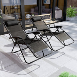 Lassic Garden Vida Black Sun Lounger Ukfr Zero Gravity Chair Set Of 2 - thumbnail 7