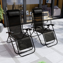 Lassic Garden Vida Black Sun Lounger Ukfr Zero Gravity Chair Set Of 2 - thumbnail 1