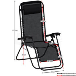 Lassic Garden Vida Black Sun Lounger Ukfr Zero Gravity Chair Set Of 2 - thumbnail 3