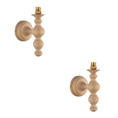 Loops Elegant Dimmable Wall Lights 2 Pack - Natural Ash Wood And Aged Brass Finish For Home Decor - image 1