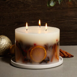 The Handmade Christmas Co Luxury Handmade Winter Botanical Christmas Pillar Candle - 3 Wick Candle (1740G) - thumbnail 1