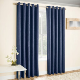 Enhanced Living Vogue Navy 90 X 90 Inch (229X229Cm) Eyelet Thermal Noise Reducing Dim Out Curtains (Pair) - thumbnail 2