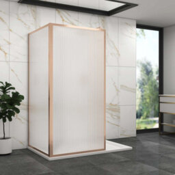 Royal Bathrooms Luxor 2 Sided Walk In Wet Room Fluted Shower Enclosure With 1600 X 800mm Stone Tray & Brushed Bronze Frame 8mm Easy Clean Glass - thumbnail 3