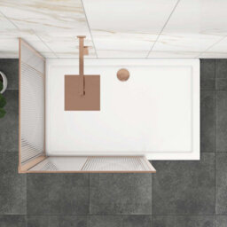Royal Bathrooms Luxor 2 Sided Walk In Wet Room Fluted Shower Enclosure With 1600 X 800mm Stone Tray & Brushed Bronze Frame 8mm Easy Clean Glass - thumbnail 5