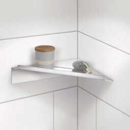 Smedbo Chrome Steel Corner Shower Shelf Bathroom Storage Organiser - thumbnail 2