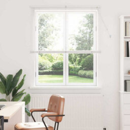 Berkfield Window Blind With Curtains Manual White Aluminium - thumbnail 1