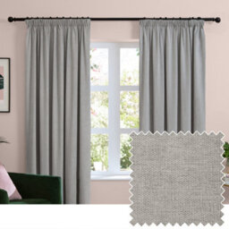 furn. Furn Soft Chenille Blackout Pencil Pleat Curtain Pair, Silver, (W) 229 X (D) 183Cm