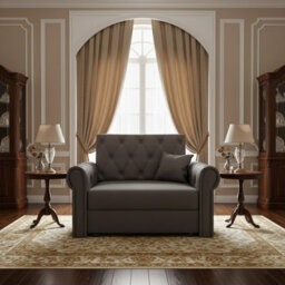 Viva Roma I Upholstered Sofa Bed Armchair With Sleeping Function And Bedding Storage Metal Legs Wooden Frame Dark Grey - thumbnail 2