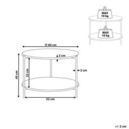 Beliani White Round Coffee Table 60Cm Marble-Effect Top Gold Frame With Shelf - thumbnail 4