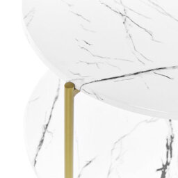 Beliani White Round Coffee Table 60Cm Marble-Effect Top Gold Frame With Shelf - thumbnail 3