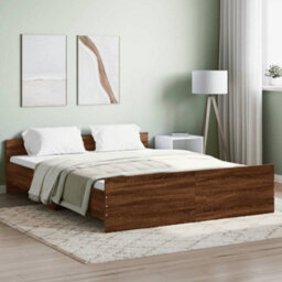 Berkfield Bed Frame With Headboard And Footboard Brown Oak 140X200 Cm
