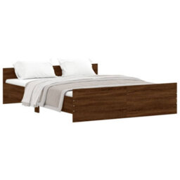 Berkfield Bed Frame With Headboard And Footboard Brown Oak 140X200 Cm - thumbnail 2