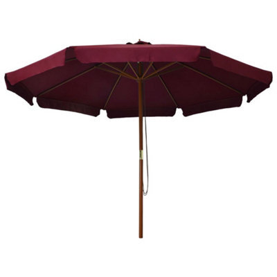 Berkfield Durable Outdoor Parasol With Wooden Pole 330 Cm Burgundy - image 1