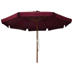 Berkfield Durable Outdoor Parasol With Wooden Pole 330 Cm Burgundy