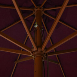 Berkfield Durable Outdoor Parasol With Wooden Pole 330 Cm Burgundy - thumbnail 4