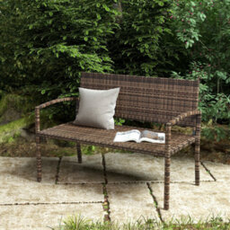 Outsunny Patio Rattan 2 Seater Garden Bench Love Seat Garden Armchair Brown - thumbnail 1