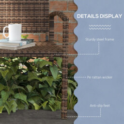Outsunny Patio Rattan 2 Seater Garden Bench Love Seat Garden Armchair Brown - thumbnail 6