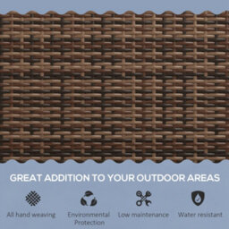 Outsunny Patio Rattan 2 Seater Garden Bench Love Seat Garden Armchair Brown - thumbnail 5