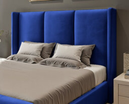UKBEDFURNITURE Miami Wingback Blue Plush Valvet Upholstered Gas Lift Ottoman Storage Bed With 10 Inch Orthopedic Mattres - 48 Inch Headboard - thumbnail 2