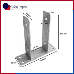 Gezu Impex Heavy Duty Bolt Down Fence Post Support Hot Dip Galvanised Pergola Bracket Holder - (Pack Of 8) 116 X 200 mm - thumbnail 2