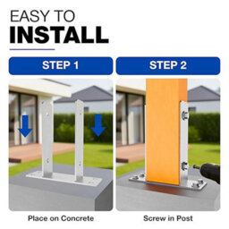 Gezu Impex Heavy Duty Bolt Down Fence Post Support Hot Dip Galvanised Pergola Bracket Holder - (Pack Of 8) 116 X 200 mm - thumbnail 3