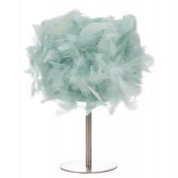 Happy Homewares Modern And Real Duck Egg Feather Table Lamp With Satin Nickel Base And Switch