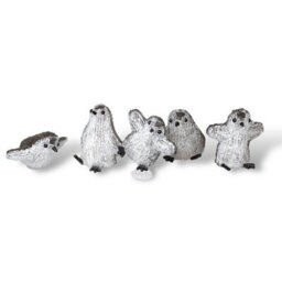5 X Acrylic Light Up Penguin Ornaments - Battery Powered Indoor Outdoor Illuminated Christmas Decorations With 8 Leds & Timer - thumbnail 3