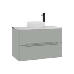 Royal Bathrooms Venice 800mm Dove Grey Wall Mounted Bathroom Countertop Vanity Unit 2 Drawer With Round Basin - thumbnail 7