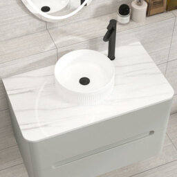 Royal Bathrooms Venice 800mm Dove Grey Wall Mounted Bathroom Countertop Vanity Unit 2 Drawer With Round Basin - thumbnail 6